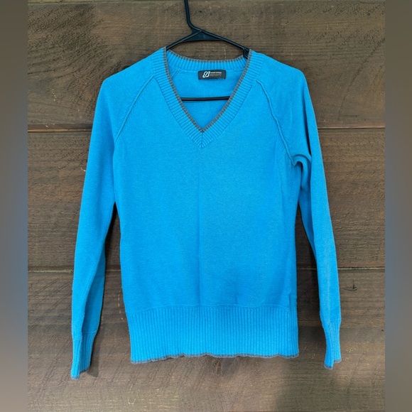 Eddie Bauer Sweaters - Eddie Bauer Sport Blue Cotton V-Neck Sweater | Size Small